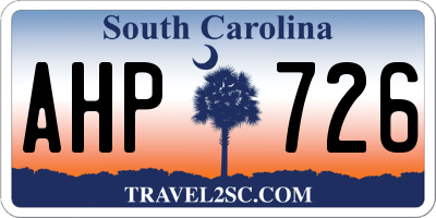 SC license plate AHP726