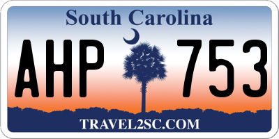 SC license plate AHP753
