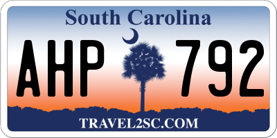 SC license plate AHP792