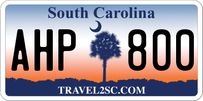 SC license plate AHP800