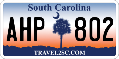 SC license plate AHP802