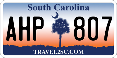 SC license plate AHP807