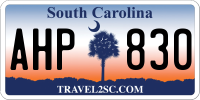 SC license plate AHP830