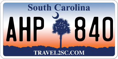 SC license plate AHP840