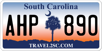 SC license plate AHP890