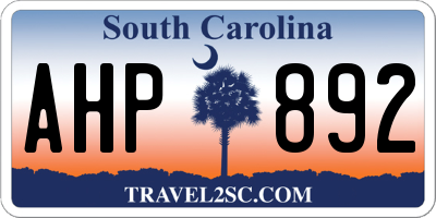 SC license plate AHP892