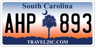 SC license plate AHP893