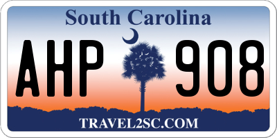 SC license plate AHP908