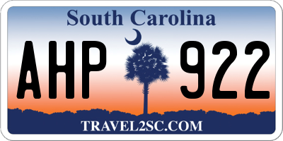 SC license plate AHP922
