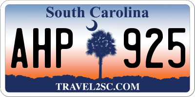 SC license plate AHP925