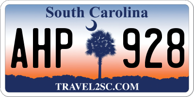 SC license plate AHP928
