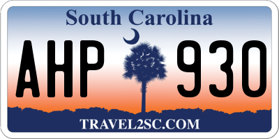 SC license plate AHP930