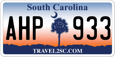 SC license plate AHP933