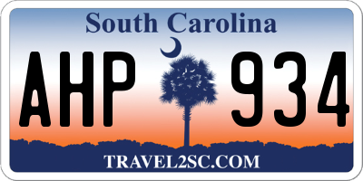SC license plate AHP934