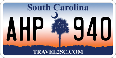 SC license plate AHP940