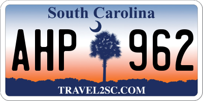 SC license plate AHP962