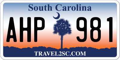 SC license plate AHP981