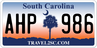 SC license plate AHP986