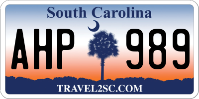 SC license plate AHP989