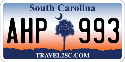 SC license plate AHP993