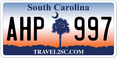 SC license plate AHP997