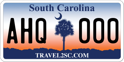 SC license plate AHQ000