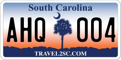SC license plate AHQ004