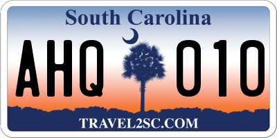 SC license plate AHQ010
