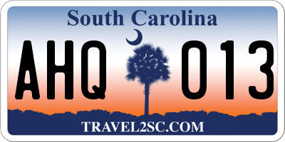 SC license plate AHQ013