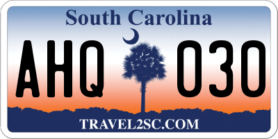 SC license plate AHQ030