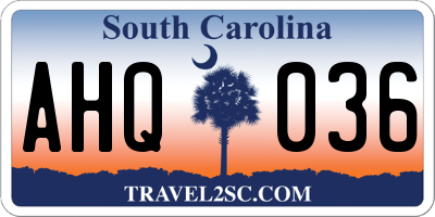 SC license plate AHQ036