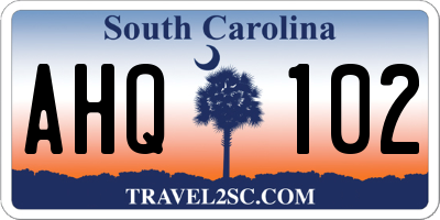 SC license plate AHQ102