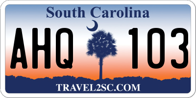 SC license plate AHQ103