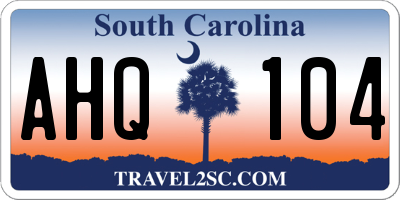 SC license plate AHQ104