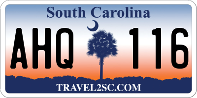 SC license plate AHQ116