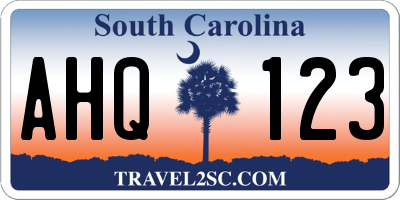 SC license plate AHQ123