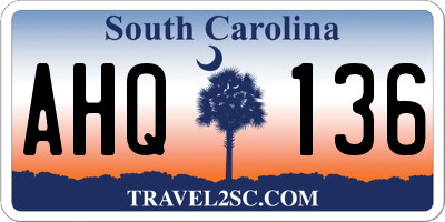 SC license plate AHQ136