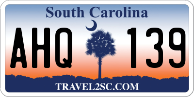 SC license plate AHQ139