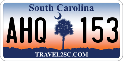 SC license plate AHQ153
