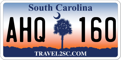 SC license plate AHQ160