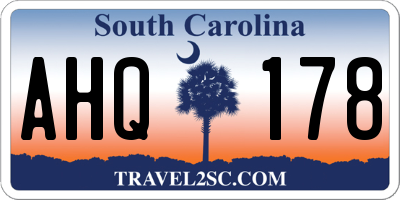 SC license plate AHQ178