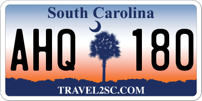 SC license plate AHQ180