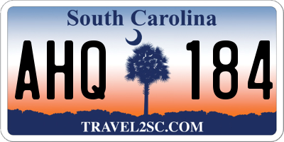 SC license plate AHQ184