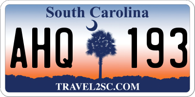 SC license plate AHQ193