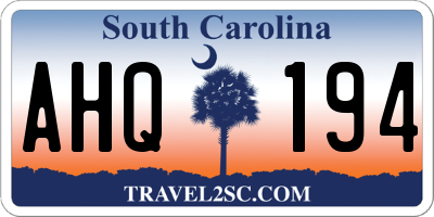 SC license plate AHQ194