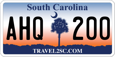 SC license plate AHQ200