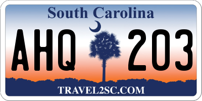 SC license plate AHQ203