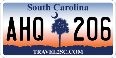 SC license plate AHQ206