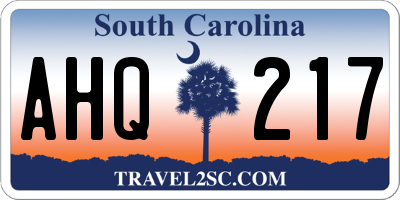 SC license plate AHQ217