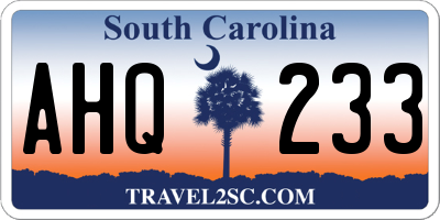 SC license plate AHQ233